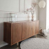 IKEA''s walnut veneer sideboard from the Stockholm series with brass furniture legs.